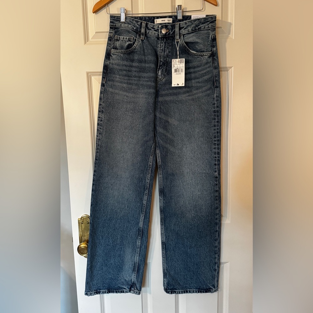 Mango Women's Straight Leg Jeans - Dark Blue